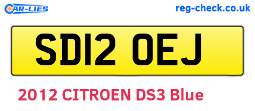 SD12OEJ are the vehicle registration plates.