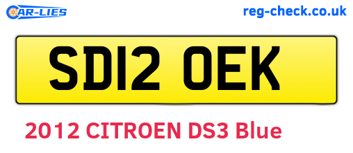SD12OEK are the vehicle registration plates.