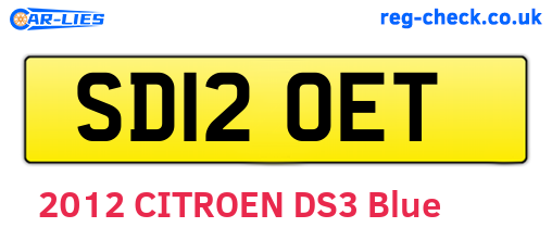 SD12OET are the vehicle registration plates.