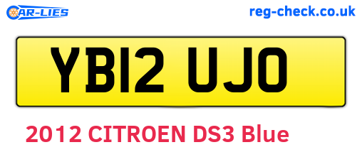 YB12UJO are the vehicle registration plates.