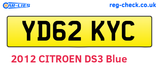 YD62KYC are the vehicle registration plates.