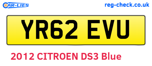 YR62EVU are the vehicle registration plates.