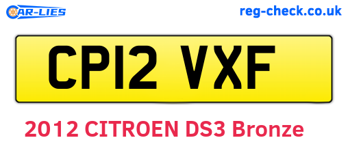 CP12VXF are the vehicle registration plates.
