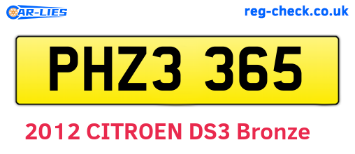 PHZ3365 are the vehicle registration plates.