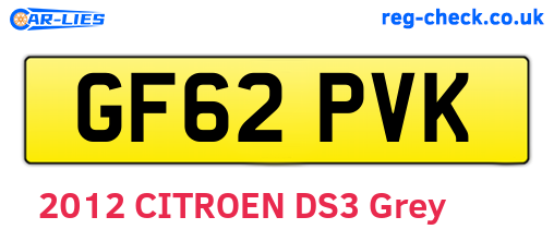 GF62PVK are the vehicle registration plates.