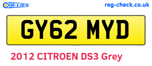 GY62MYD are the vehicle registration plates.