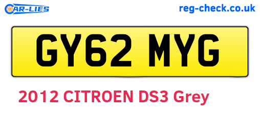GY62MYG are the vehicle registration plates.