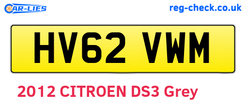 HV62VWM are the vehicle registration plates.
