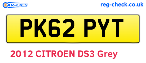PK62PYT are the vehicle registration plates.