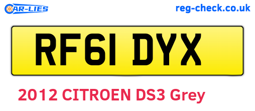 RF61DYX are the vehicle registration plates.