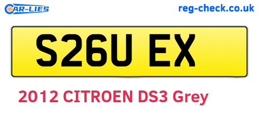S26UEX are the vehicle registration plates.