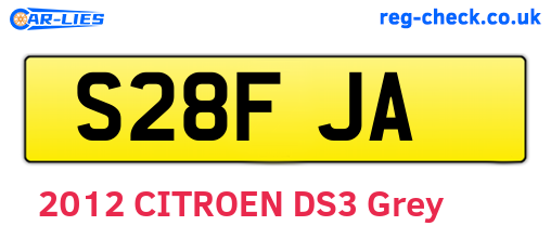 S28FJA are the vehicle registration plates.