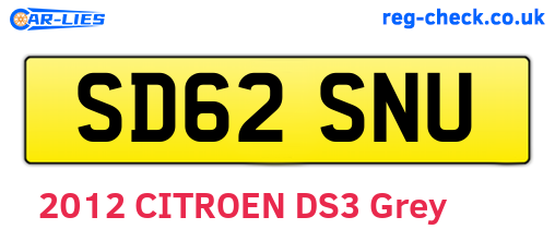 SD62SNU are the vehicle registration plates.