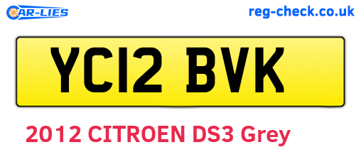 YC12BVK are the vehicle registration plates.