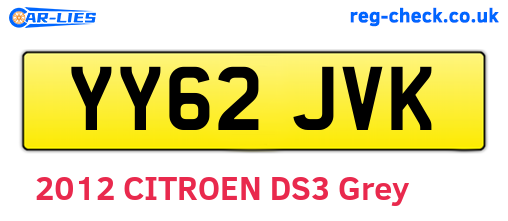 YY62JVK are the vehicle registration plates.