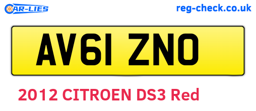 AV61ZNO are the vehicle registration plates.