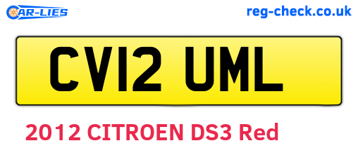 CV12UML are the vehicle registration plates.