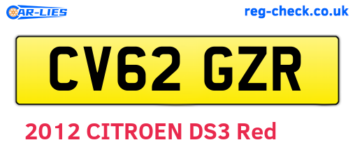 CV62GZR are the vehicle registration plates.