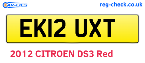 EK12UXT are the vehicle registration plates.