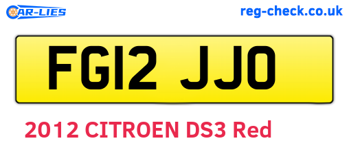 FG12JJO are the vehicle registration plates.