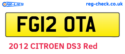 FG12OTA are the vehicle registration plates.