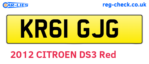 KR61GJG are the vehicle registration plates.
