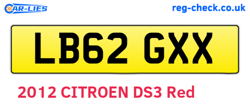LB62GXX are the vehicle registration plates.