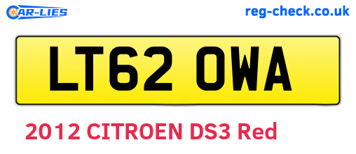 LT62OWA are the vehicle registration plates.