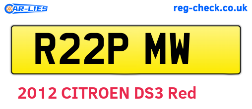 R22PMW are the vehicle registration plates.