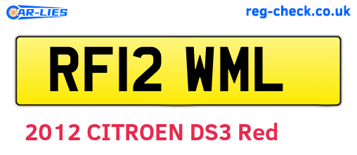 RF12WML are the vehicle registration plates.