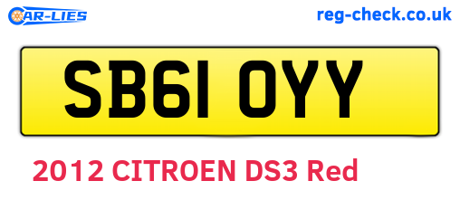 SB61OYY are the vehicle registration plates.