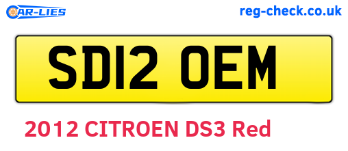 SD12OEM are the vehicle registration plates.