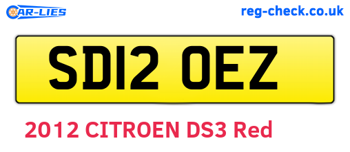 SD12OEZ are the vehicle registration plates.
