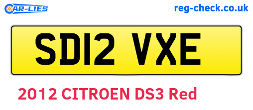 SD12VXE are the vehicle registration plates.