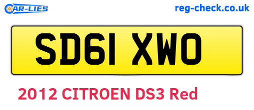 SD61XWO are the vehicle registration plates.