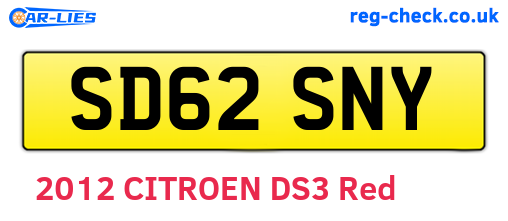 SD62SNY are the vehicle registration plates.