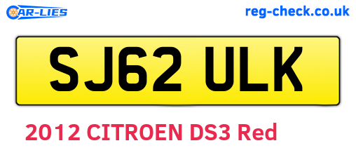 SJ62ULK are the vehicle registration plates.
