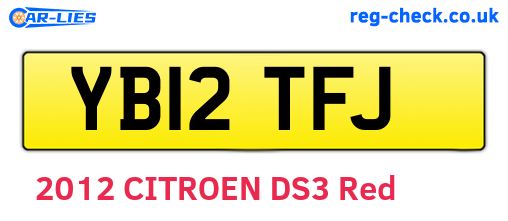 YB12TFJ are the vehicle registration plates.