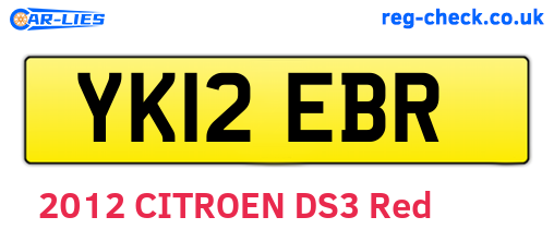YK12EBR are the vehicle registration plates.