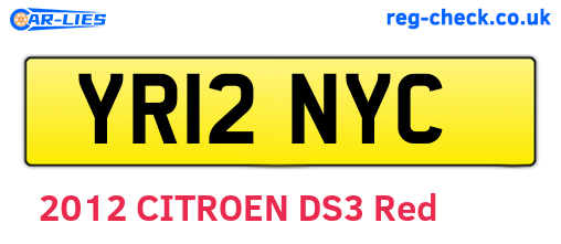 YR12NYC are the vehicle registration plates.