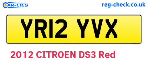 YR12YVX are the vehicle registration plates.