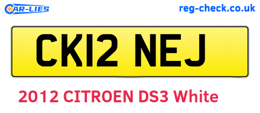 CK12NEJ are the vehicle registration plates.