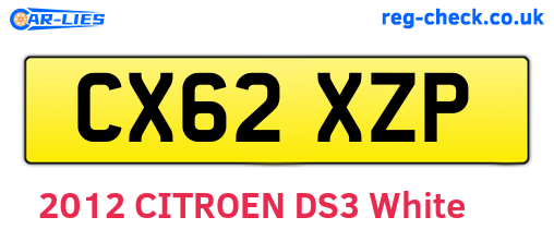 CX62XZP are the vehicle registration plates.