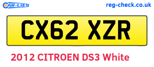 CX62XZR are the vehicle registration plates.