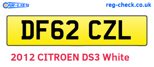 DF62CZL are the vehicle registration plates.