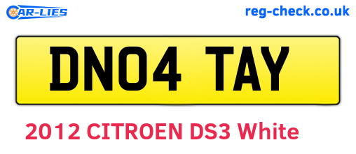 DN04TAY are the vehicle registration plates.