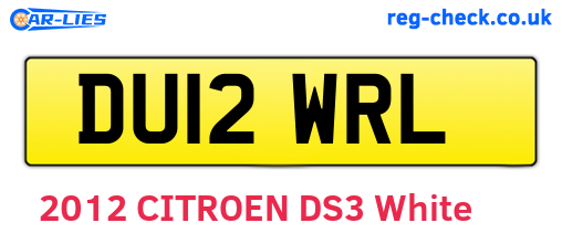 DU12WRL are the vehicle registration plates.