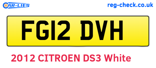 FG12DVH are the vehicle registration plates.