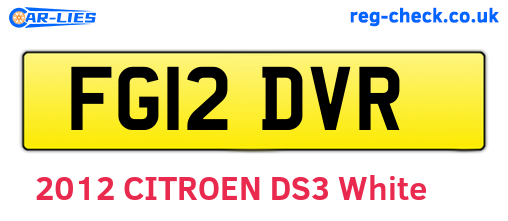 FG12DVR are the vehicle registration plates.