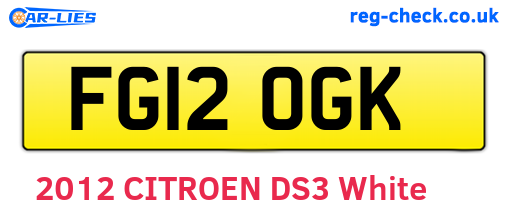 FG12OGK are the vehicle registration plates.